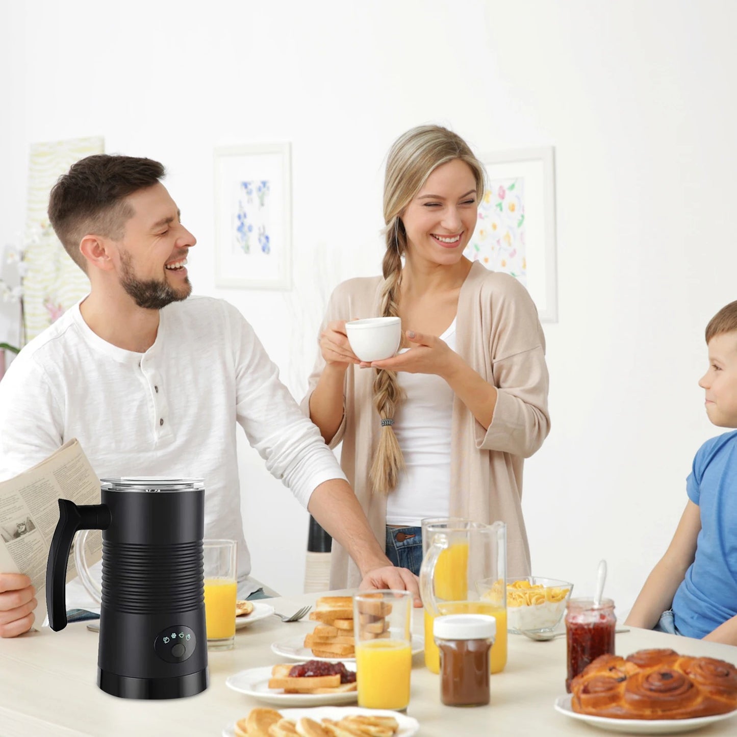 Electric Milk Frother and Warmer – 4-in-1 Multifunctional, 350ml