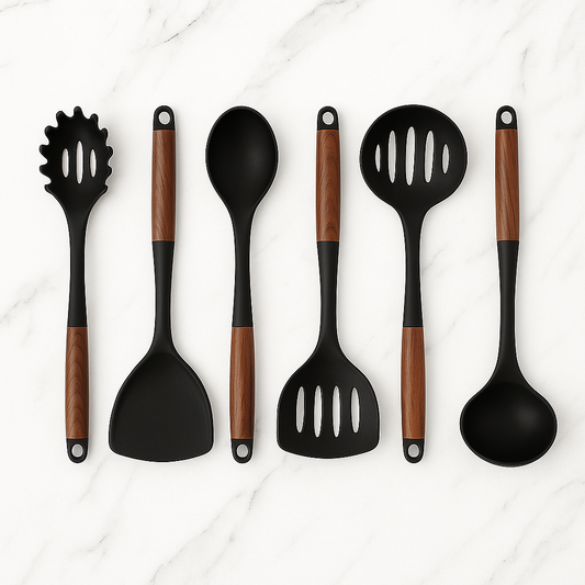6-Piece Nylon Kitchen Utensil Set with Wood-Effect Handles